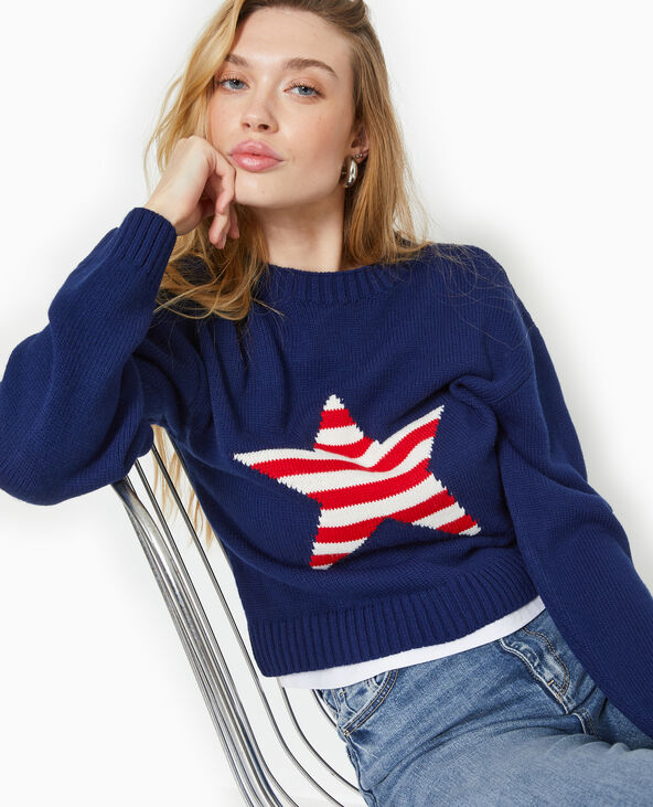 Pull en maille avec étoile bleu marine - Pimkie