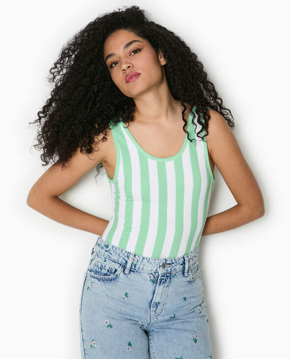 Body maille reliefée rayé vert clair - Pimkie