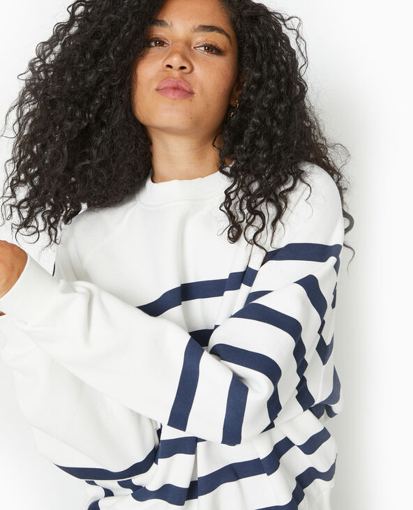 Sweat col rond rayé bleu - Pimkie