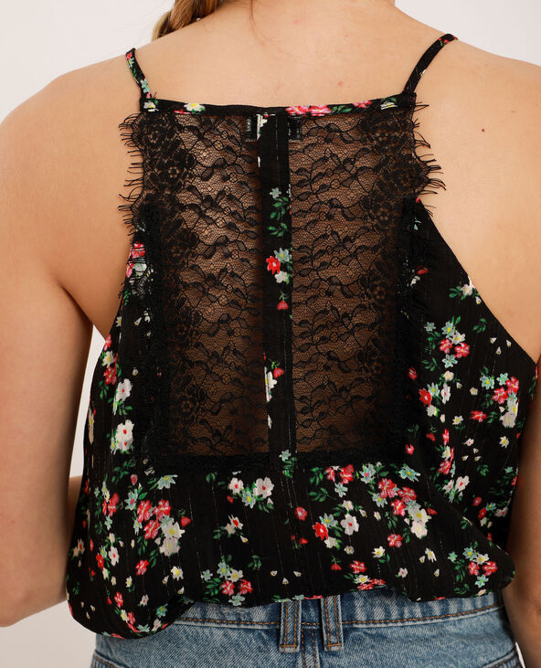 Top à fleurs noir - Pimkie