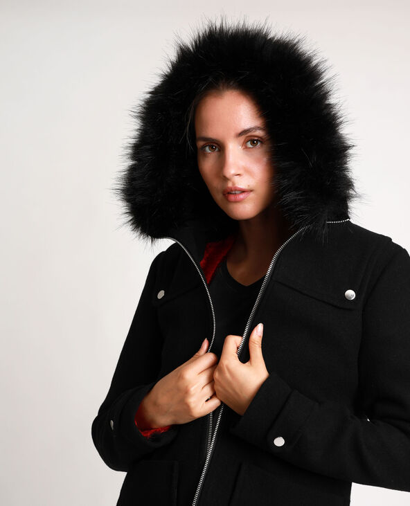 Manteau à capuche noir - Pimkie