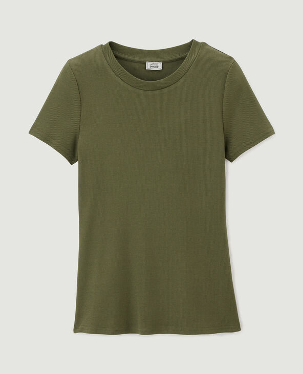 Top maille côtelée vert kaki - Pimkie