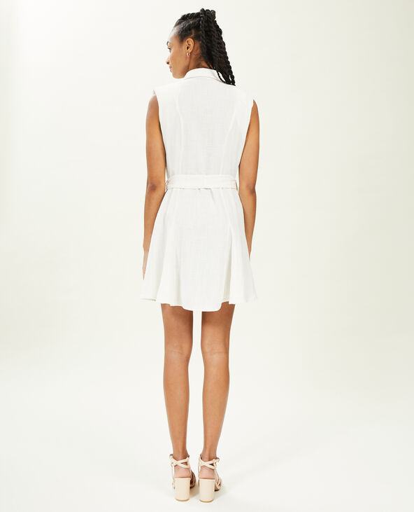 Robe chemise courte en gaze de coton blanc - Pimkie