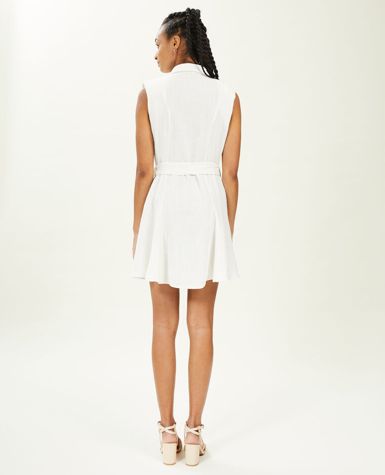 Robe chemise courte en gaze de coton blanc - Pimkie