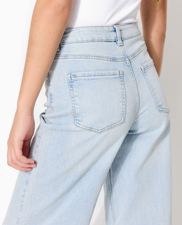 Jean wide taille haute avec bas coupés bleu clair - Pimkie