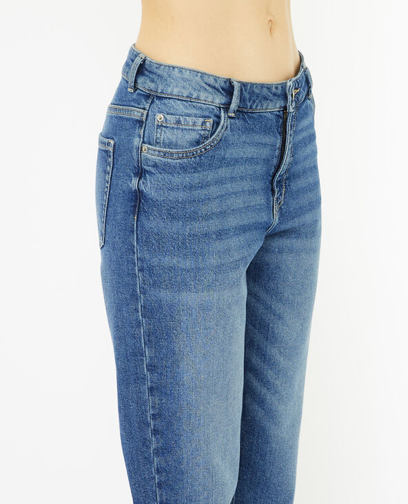 Jean droit taille regular avec bas effilochés bleu - Pimkie