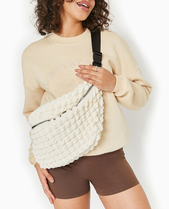 Sac banane XXL en tissu texturé gaufré écru - Pimkie