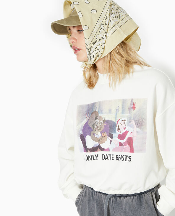 Sweat print avec base élastiquée blanc - Pimkie
