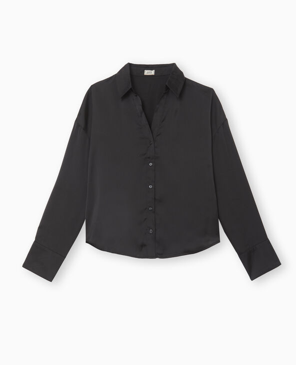 Chemise en satin noir - Pimkie