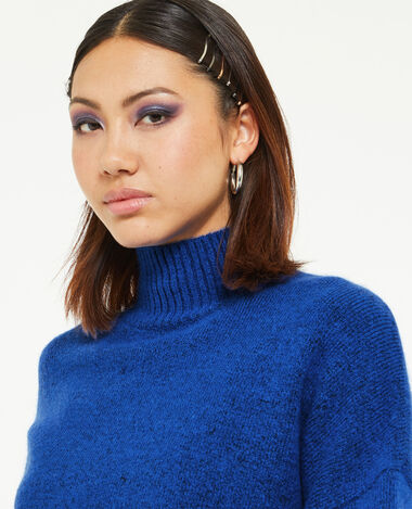 Pull oversize col montant bleu électrique - Pimkie