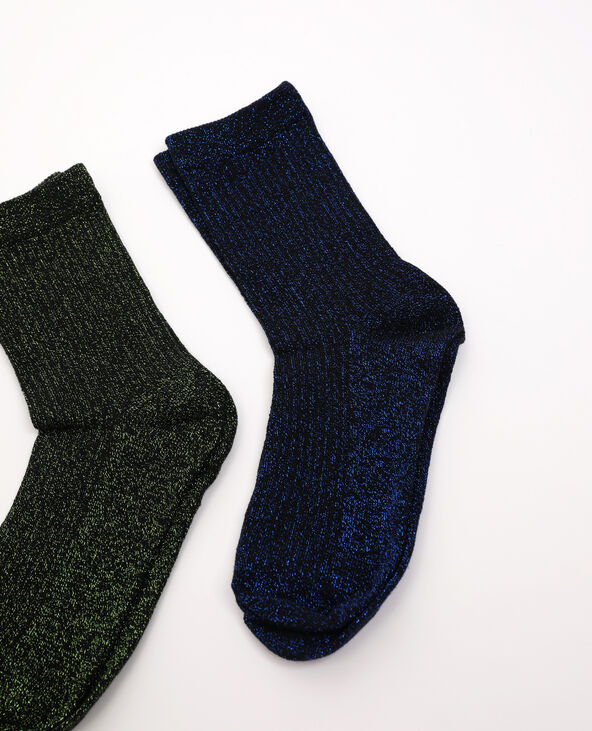 Lot de 2 paires de chaussettes paillettes bleu - Pimkie