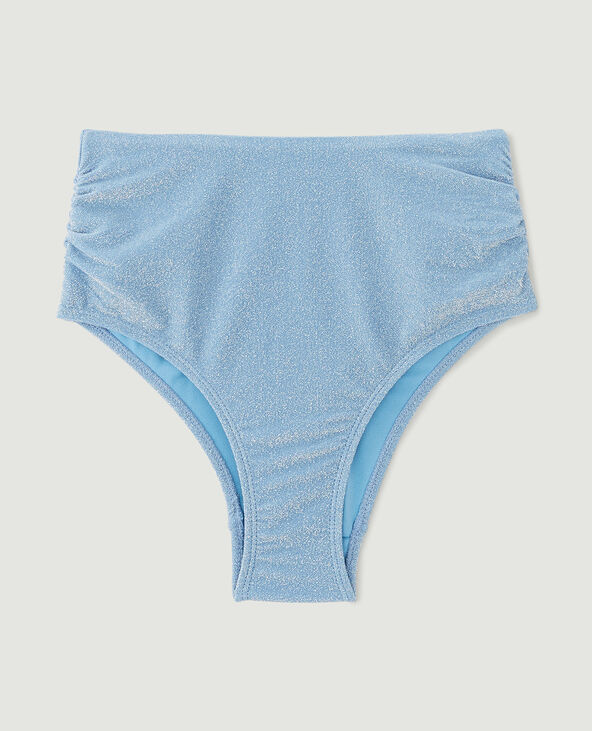 Bas de maillot culotte haute avec fronces bleu clair - Pimkie