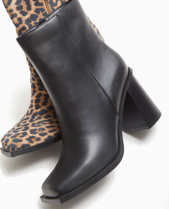 Boots à talons bouts carrés noir - Pimkie