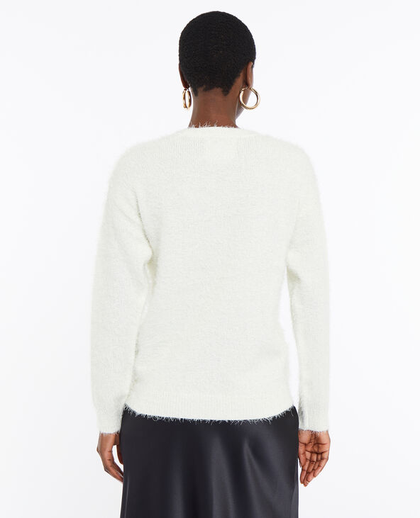 Pull de Noël avec renne en maille et sequins blanc - Pimkie