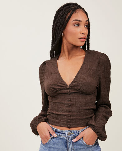 Top manches ballons marron - Pimkie