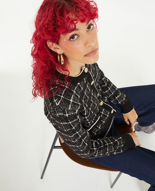 Gilet effet tweed à carreaux noir - Pimkie