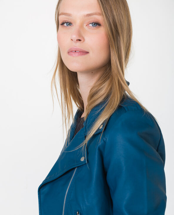 Veste en simili cuir bleu foncé - Pimkie