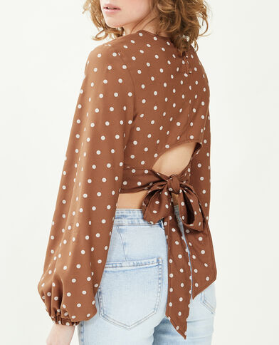 Blouse courte manches bouffantes camel - Pimkie