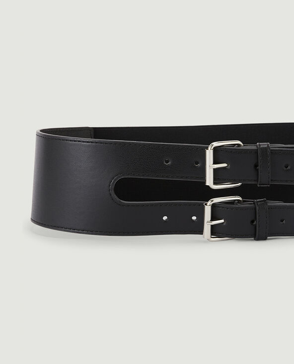 Ceinture large double boucle noir - Pimkie