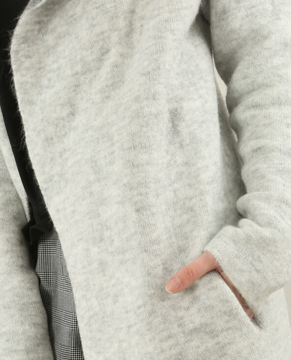 Long gilet à col châle gris chiné - Pimkie