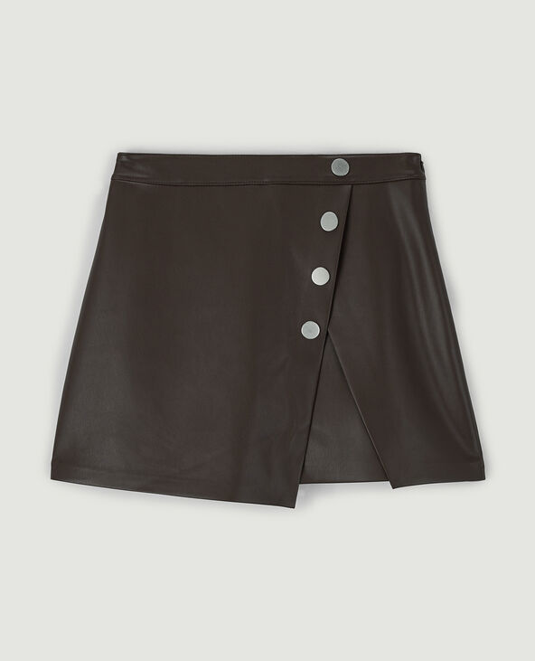 Jupe-short en simili cuir marron - Pimkie