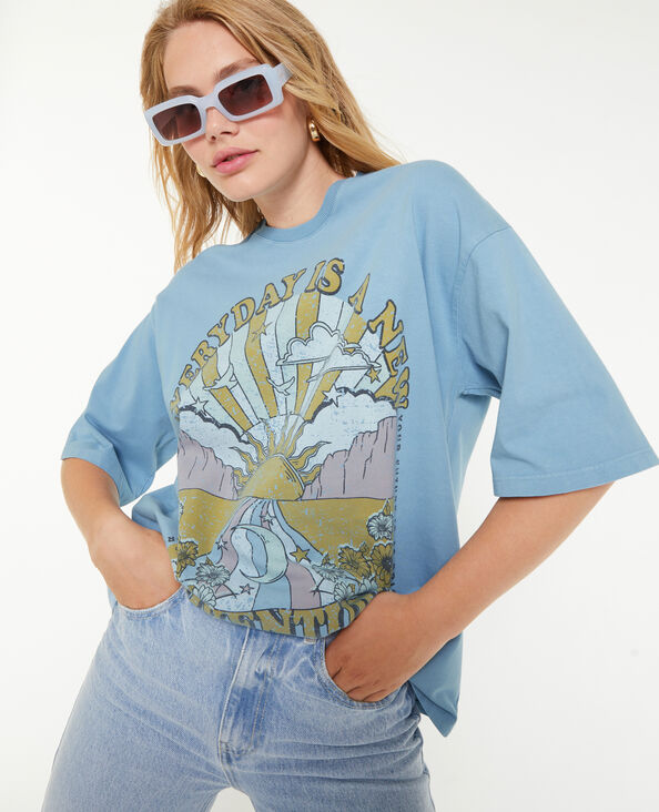 T-shirt oversize avec imprimé  bleu - Pimkie