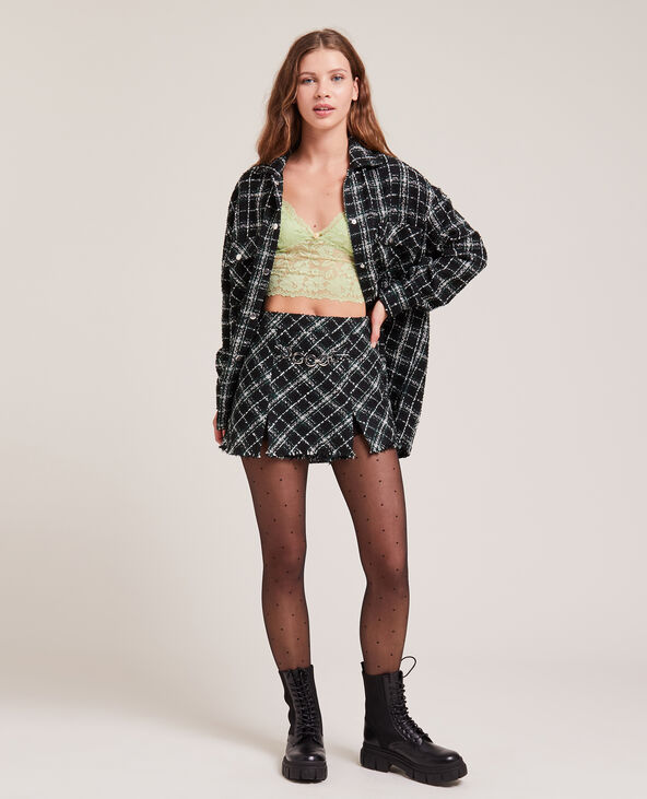 Jupe-short en tweed vert - Pimkie