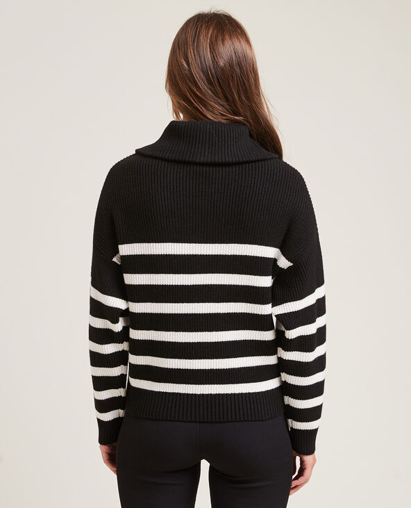 Pull en maille col zippé noir - Pimkie