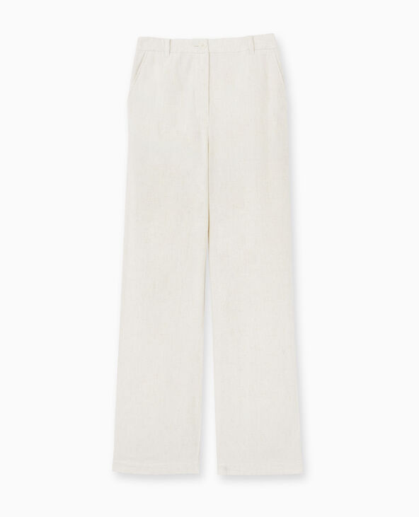 Pantalon droit avec lin blanc - Pimkie