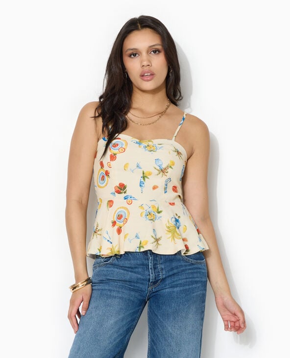 Top peplum à bretelles écru - Pimkie