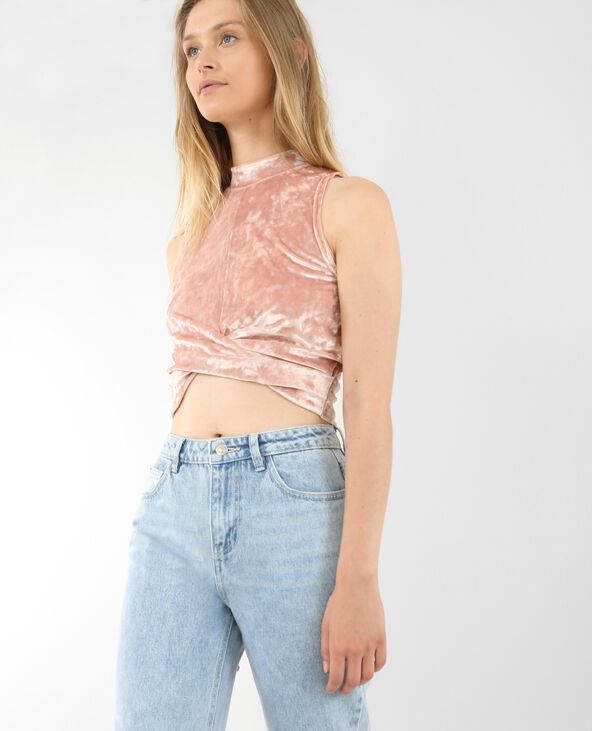 Cropped top velours rose clair - Pimkie