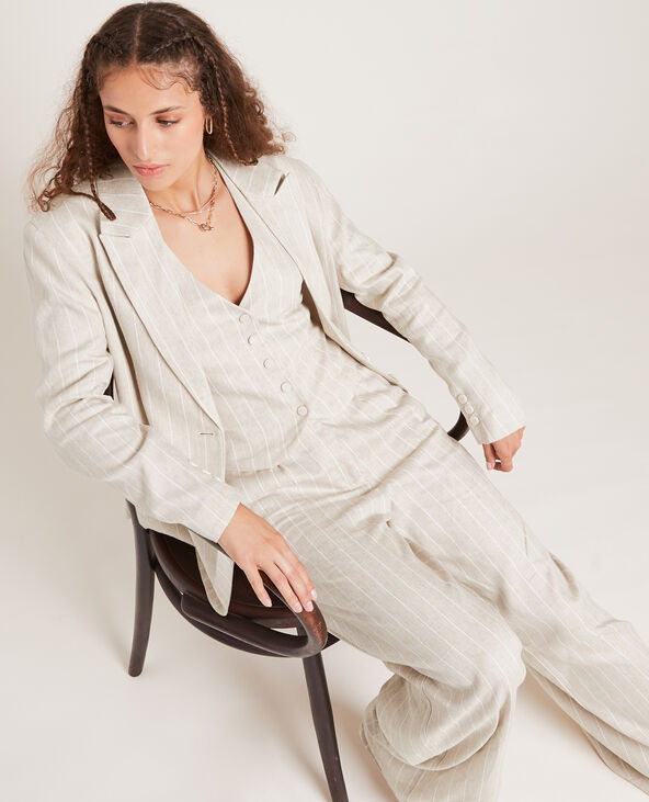 Pantalon ample à rayures beige - Pimkie