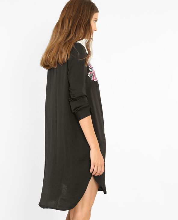 Robe chemise brodée noir - Pimkie