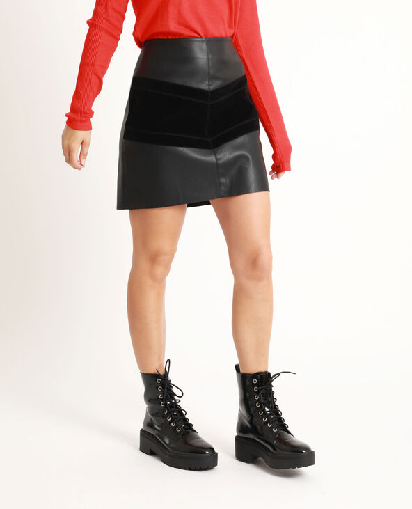 Jupe en simili cuir noir - Pimkie
