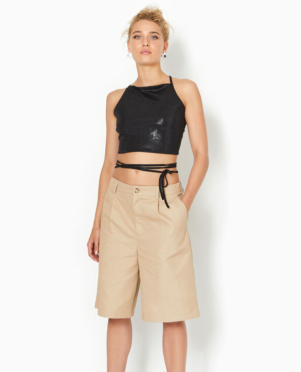 Top cropped dos-nu avec lurex noir - Pimkie