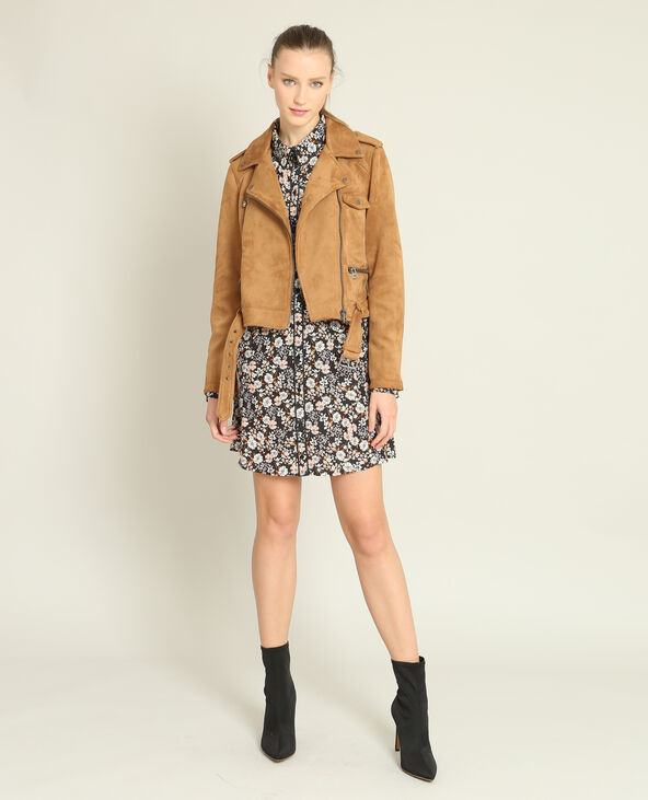 Veste biker suédine camel - Pimkie