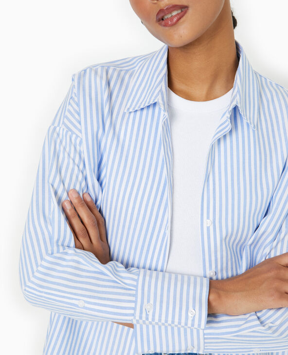 Chemise oversize rayée col ouvert bleu - Pimkie