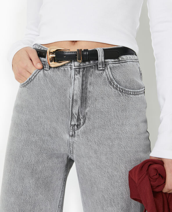Ceinture fine en simili cuir noir - Pimkie