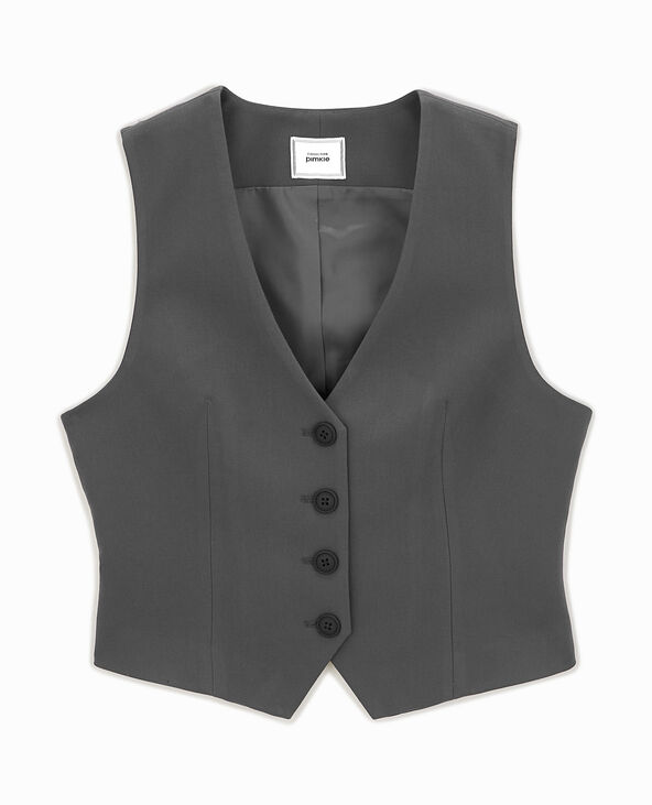 Gilet de barman avec 4 boutons gris foncé - Pimkie