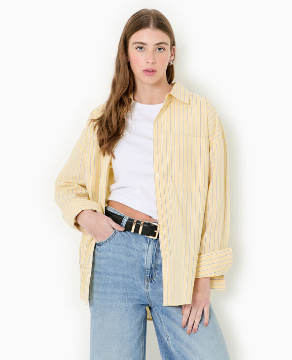 Chemise oversize rayée avec poches Jaune pâle - Pimkie