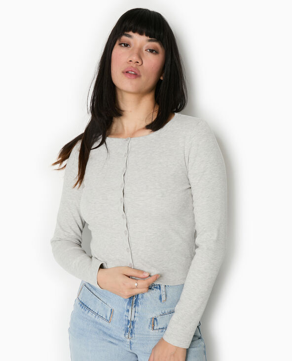 T-shirt gilet en maille côtelée gris chiné - Pimkie