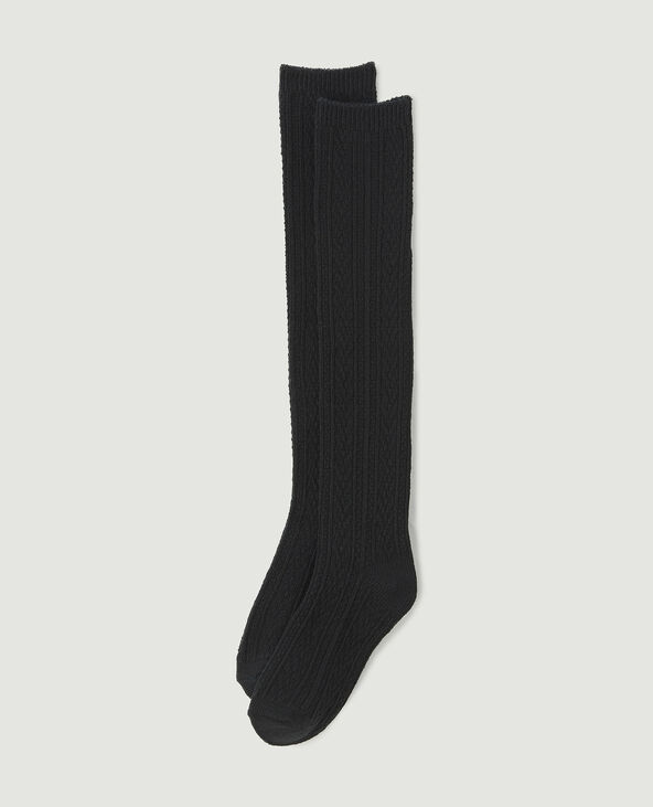 Chaussettes hautes maille fantaisie noir - Pimkie