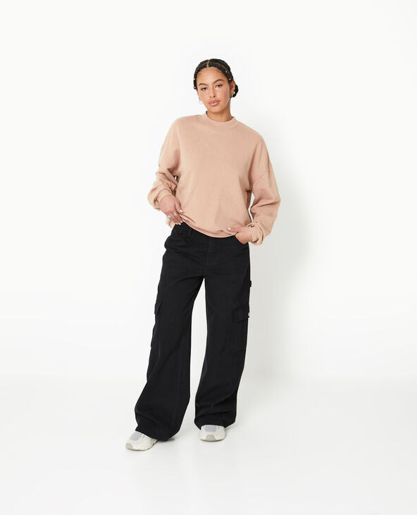 Sweat col rond avec effet délavé taupe - Pimkie
