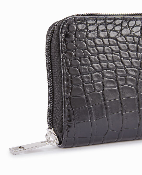 Porte-monnaie effet croco noir - Pimkie