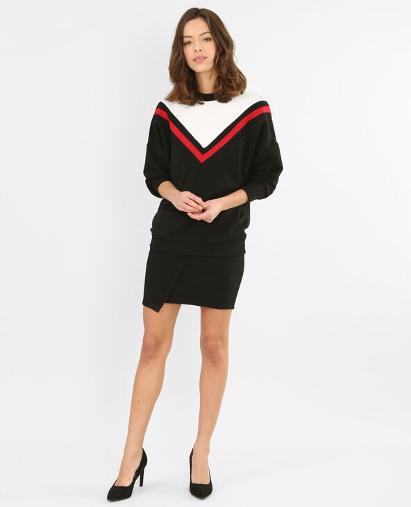 Sweat tricolore noir - Pimkie