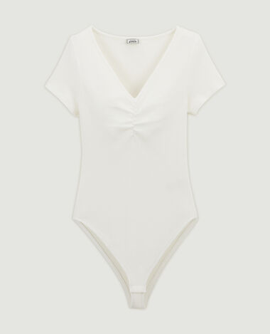 Body manches courtes col V blanc - Pimkie