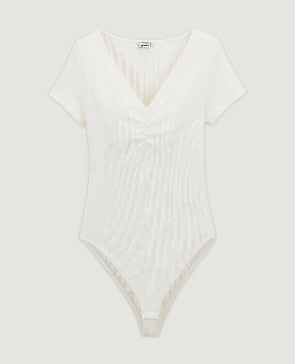 Body manches courtes col V blanc - Pimkie