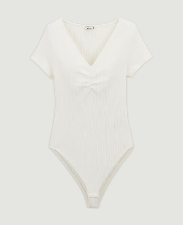 Body manches courtes col V blanc - Pimkie