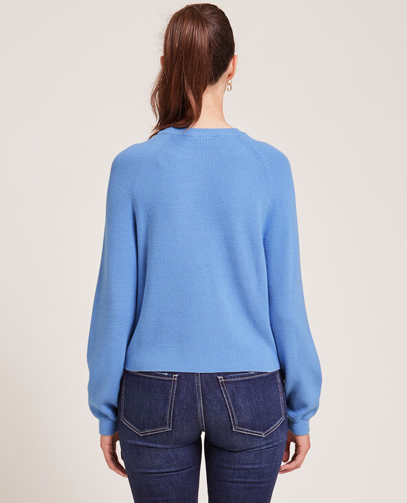 Pull col rond fines côtes bleu - Pimkie