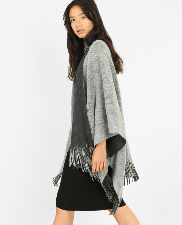 Poncho à franges gris foncé - Pimkie